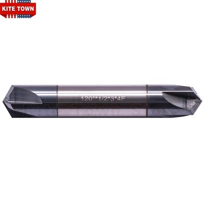 1/2'' 4 Flute 120 Degree Solid Carbide Chamfer Mill - Double End - AlTiN Coated