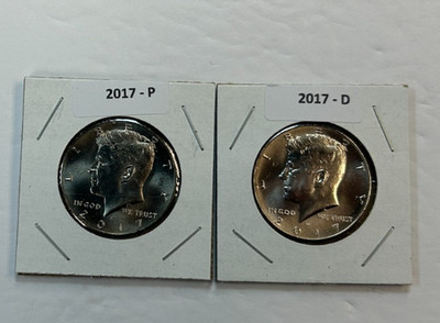 2017 P & D UNC Clad Kennedy Half Dollar Set in CB Flips -Free Shipping
