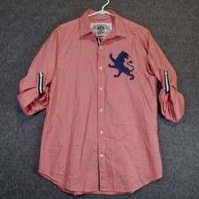 Express Button Down Shirt Men's Size Medium Slim Fit Big Logo Embroidered Red