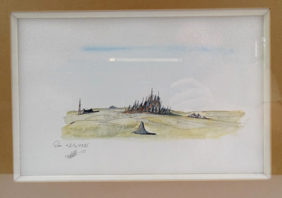 Chafik Wafai Aquarell Paris 1985 signiert Büttenpapier Galerie Rahmen 39x30 cm - Bild 2 von 4