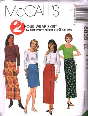 8835 Vintage McCalls SEWING Pattern Misses 1990s 2 Hour Wrap Skirt UNCUT Sew OOP