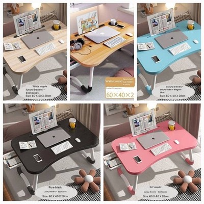 Klappbarer Laptoptisch Bett Sofa Ständer Frühstück Tablett Tragbar Computer Runde Tasse Hol