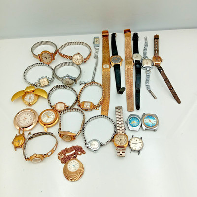 Job Lot Womens Vintage Mechanical Watches Mixed Brands Hand Wind Untested