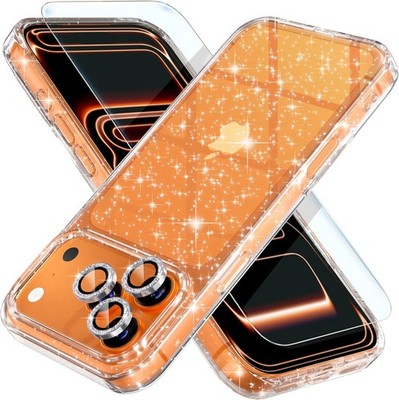 iPhone 17 Pro Max Case, Women Cute Clear Glitter Bling Sparkly Case, 6.9-inch