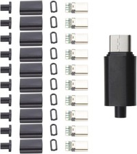 10 Sets USB 3.1 Type C Connector 24 Pin Male Plug DIY Solder Wire USB C Male Ada
