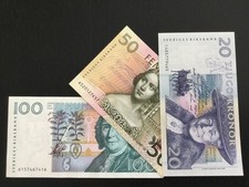 Sweden set 20 50 100 kronor 1991 1996 1986 UNC P-61a 62a 57a First year set!