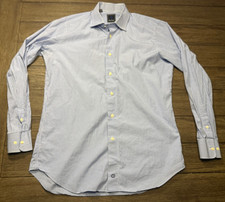 David Donahue Performance Trim Fit Dress Shirt Mens 16.5 34/35 Blue Plaid