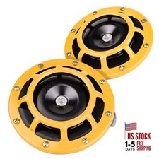 Super Loud 110dB Dual-Tone Electric Air Horn Kit - Waterproof Universal Yellow
