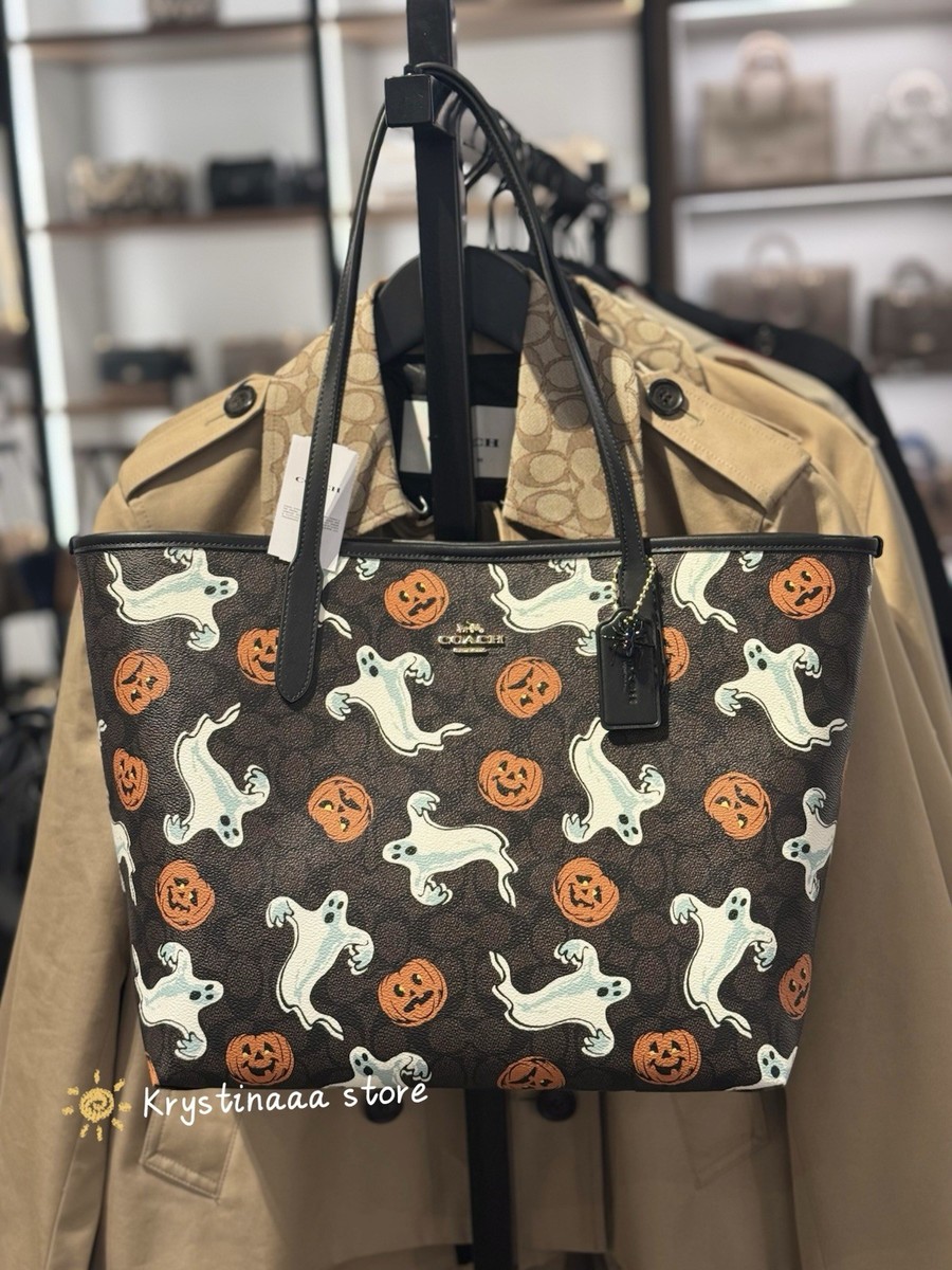 NWT Coach City Tote Bag 2025 Pumpkin Halloween Holidays CCE69 Gold