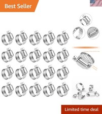 20 Pack Stainless Steel Hose Clamp Adjustable 3/8'' - 5/8'' 10-16mm Worm Gear...