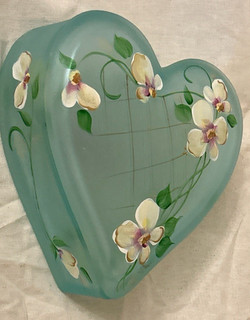 Fenton Hand Painted Heart Jewelry/Trinket Box Signed