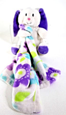 Little Miracles Bunny Lovey Security Blanket Flower Print Purple White Blue Baby