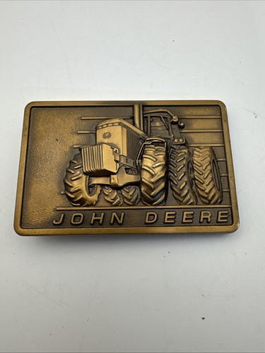 Vintage 1982 John Deere Tractor Bronze Belt Buckle 4450 Tractor Moline, Illinois