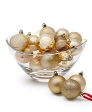 Holiday Lane Set of 30 Assorted Gold Shatterproof Ball Ornaments