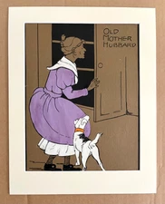 Antique Bess Bruce Cleaveland "Mother Goose" Poster w/Paper Collage in 11x14 Mat