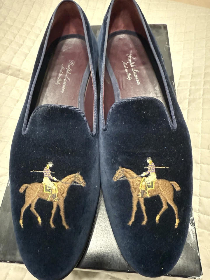 Ralph Lauren фиолетовый ярлык Alonzo мужчин стоя лошадь бархат тапочки 11 Италия - Изображение 2 из 4