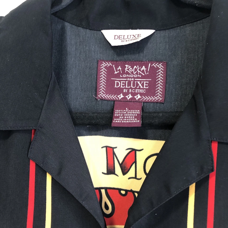 Vintage BC Ethic Vince Ray Short Sleeve Shirt L Hot Rod Rockabilly Flame Cannon - Image 3 of 4