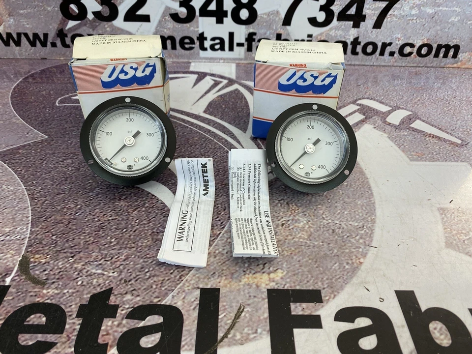 USG P845FFK Pressure Gauge 0-400PSI Conn. 1/8” NPT CBMW/CHK Size 2” Qty 2  - Image 2 of 4