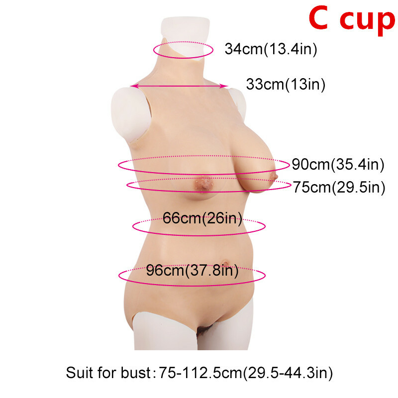 KnowU USA Silicone Breast Forms Half Body Tight Suit For Crossdresser Cosplay - Beige
