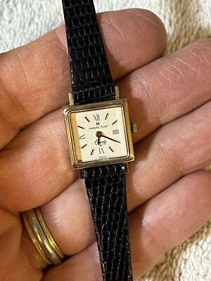 1987 Hamilton Quartz Watch Women s 10k GF 5/8  Square Dial Engraved Not Running