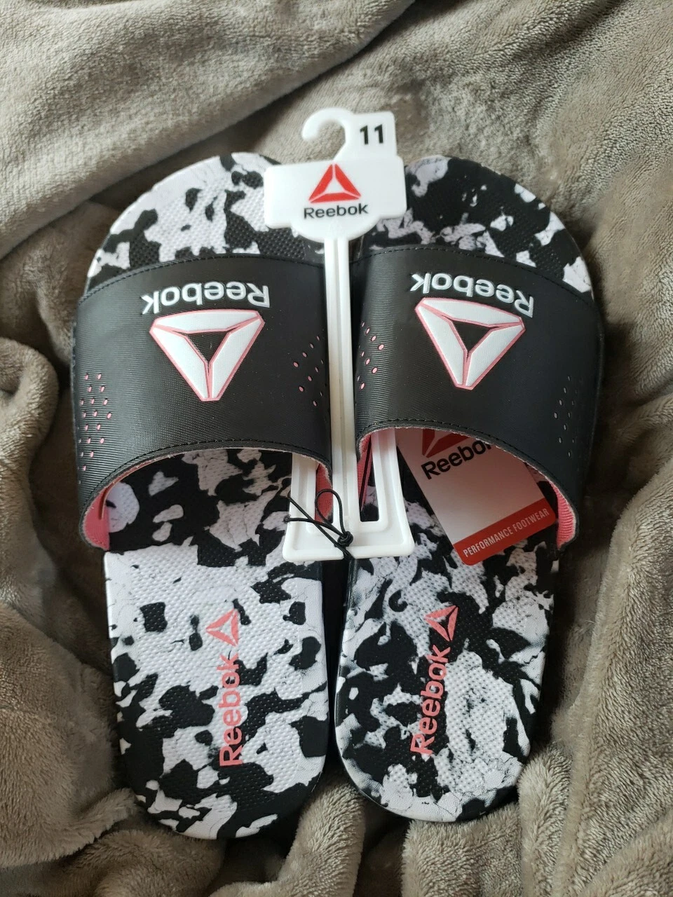 Sandali Reebok Pervade leggeri slide scarpe donna taglia 11 nero rosa ~ NUOVI