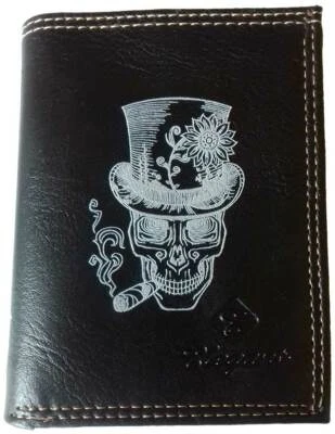 SYL'LA Petit Portefeuille Homme, porte monnaie papiers Tete de mort cigare
