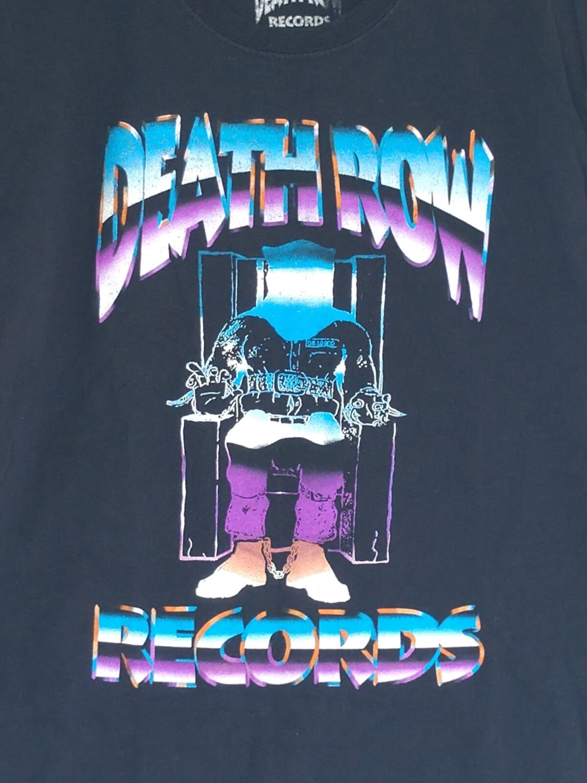 FILA T shirt grafica Death Row Records retrò anni 90 ristampa nera giunzione increspata grande