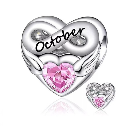 GNOCE Geburtsstein Charm – 925er Sterlingsilher Herz-Anhänger Mit Perle, Für Armband Oder Halskette, Geburtstagsgeschenk