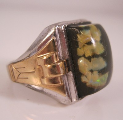 Men's OSBEE Art Deco Genuine Opal Sterling Silver Ring Size 9 Ostby