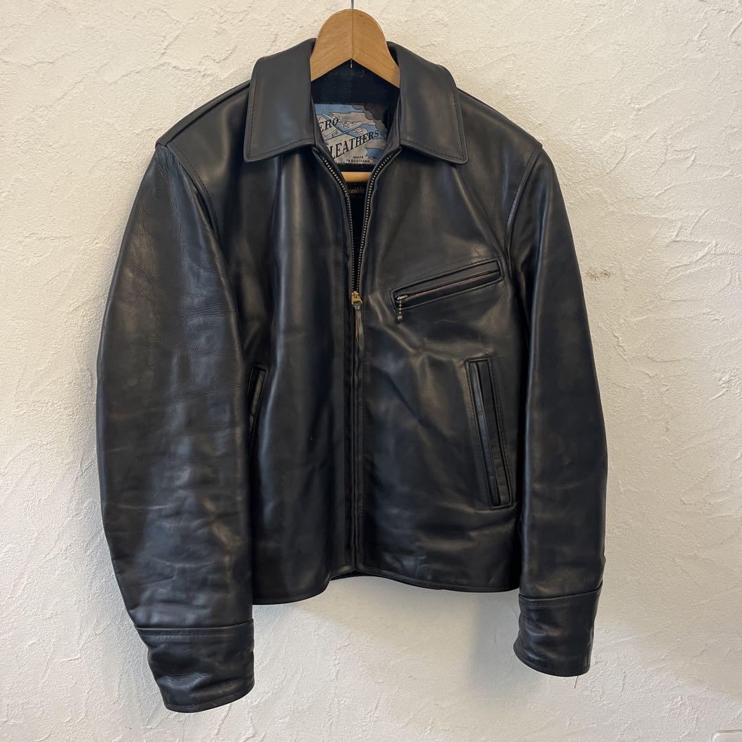 AERO LEATHER Half Belt Horsehide Leather Jacket men's Black AERO LEATHER Half Belt Horsehide Leather Jacket men's Black