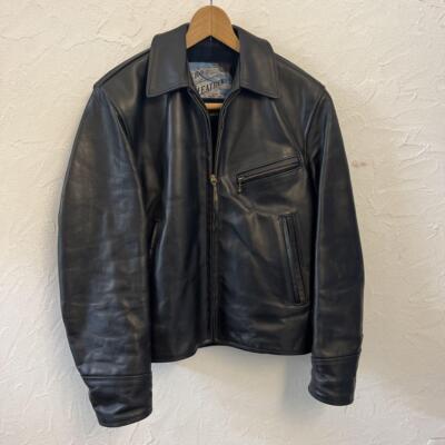AERO LEATHER Half Belt Horsehide Leather Jacket men's Black AERO LEATHER Half Belt Horsehide Leather Jacket men's Black