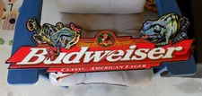 VINTAGE BUDWEISER LIZARDS METAL SIGN 31 X 9