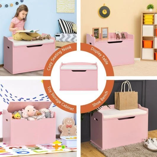 Pink toy chest shop bench