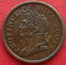 1824 Nova Scotia 1 Penny NS-2A4 - F/VF - Mark Trend 132,50$ Lot#8952