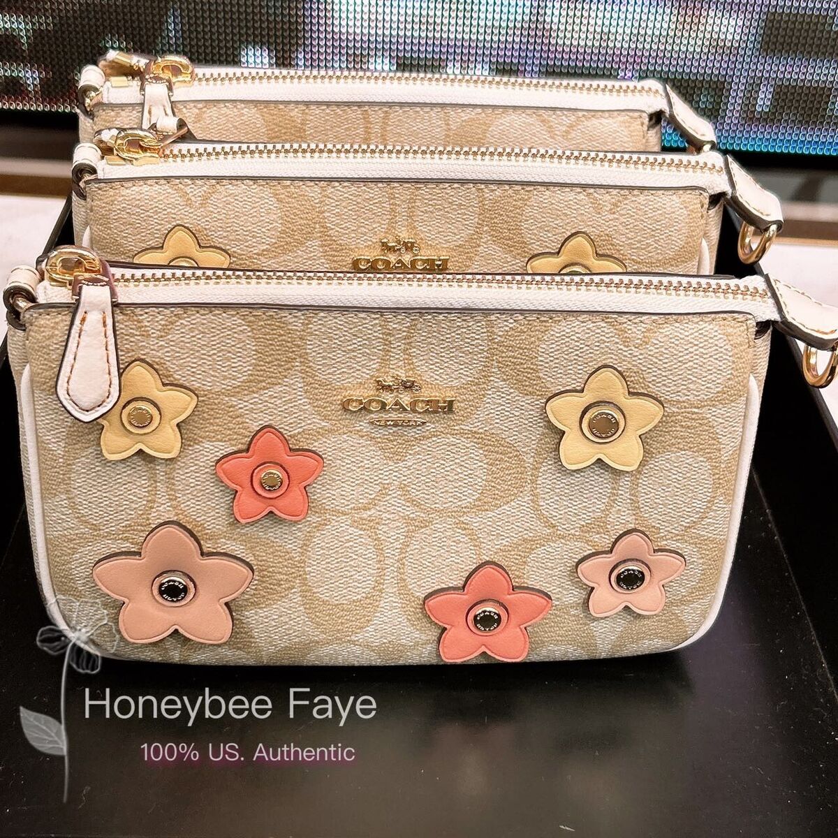 Nwt Coach Nolita 19 In Signature Canvas With Floral Applique Nwt Coach Nolita 19 In Signature Canvas With Floral Applique