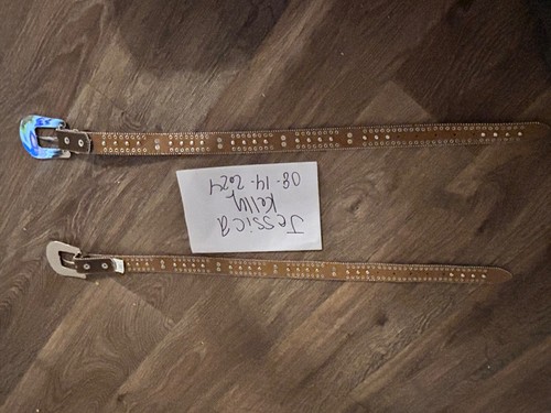 Nocona Children's Medium Brown Leather Pink Cross Crystals - Picture 6 of 9