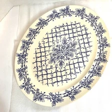 William Sonoma Platter Blue Harvest  LARGE  17.5” X 14”   Turkey Or Meat Platter