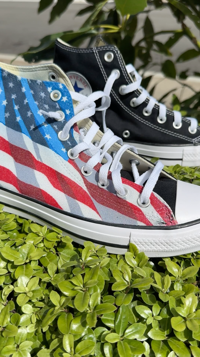 Custom USA American Flag on Converse Chuck Taylor Shoes for Men