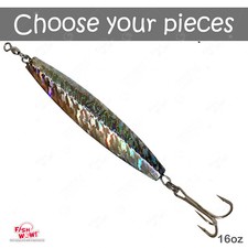 Fish WOW!® 16oz  Fishing Diamond Mylar Jig Trolling Bait heavy lure big game New