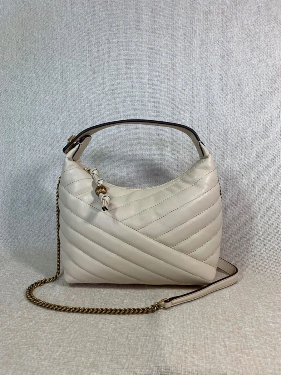 Kira Chevron Small Hobo Bag - Tory Burch - New Cream - Leather