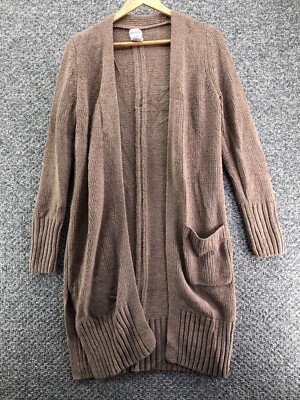 Yarn Sea Knit Brown Long Sweater Cardigan Womens Sz S Open