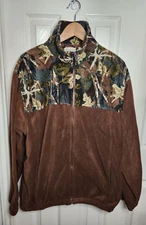 VTG 10,000 Ft Above Sea Level Brown Camo Full Zip Fleece Jacket Men's Size L