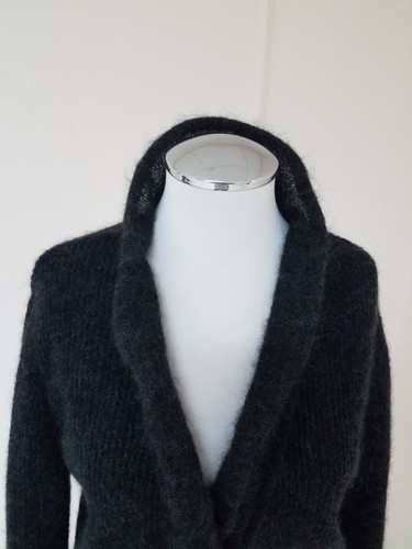 Cardigan maglione Roberto Cavalli bottoni grigio antracite misto mohair taglia 8 M - Foto 3 di 12
