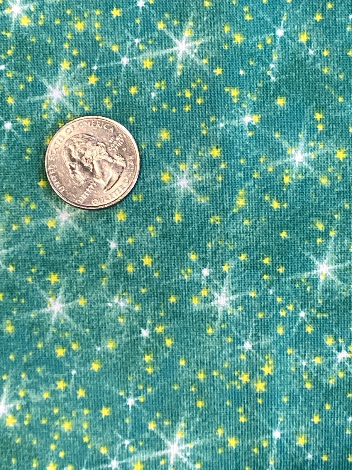 Galaxy Stars Cotton Fabric 1 Yard Green image 2
