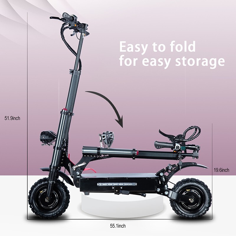 Toursor 6000w/60v Two Wheel 11in. Folding Off Road Electric Scooter FAST NEW