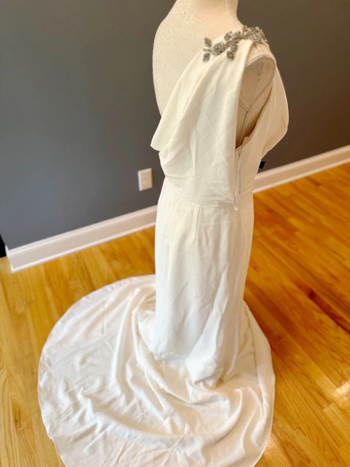 White Vera Wang Ivory White One Shoulder Greek Goddess Wedding Dress  - Image 4 of 4