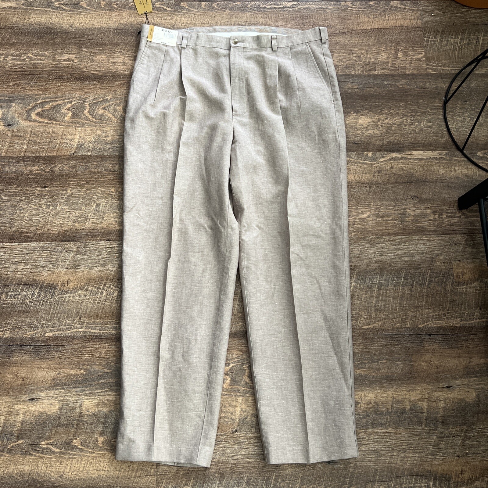 Roundtree & Yorke Gold Label Linen Blend Premium Pant Light Brown 40X32 (40X31)