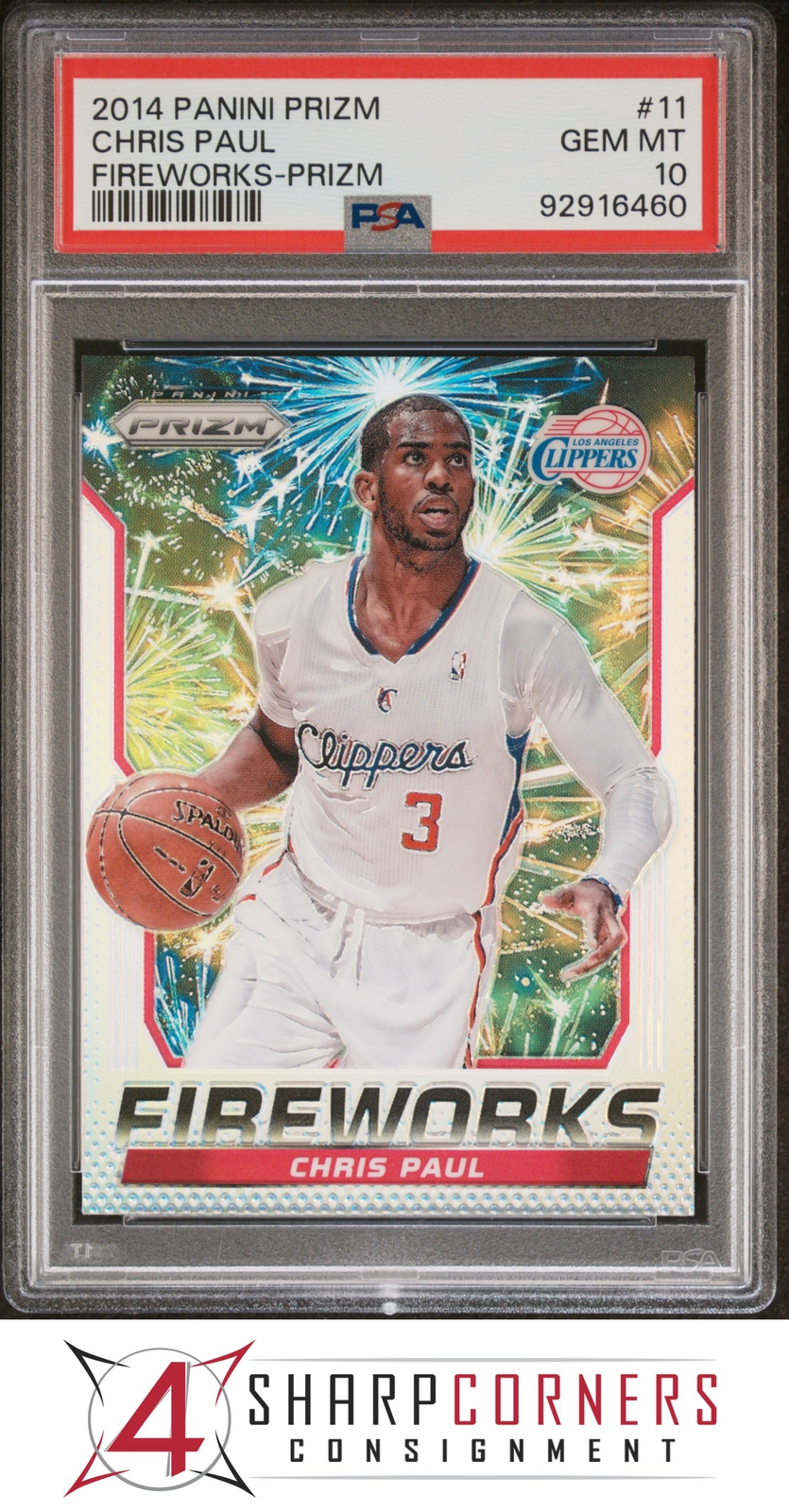 2014 PANINI PRIZM FIREWORKS SILVER #11 CHRIS PAUL PSA 10 K4019545-460