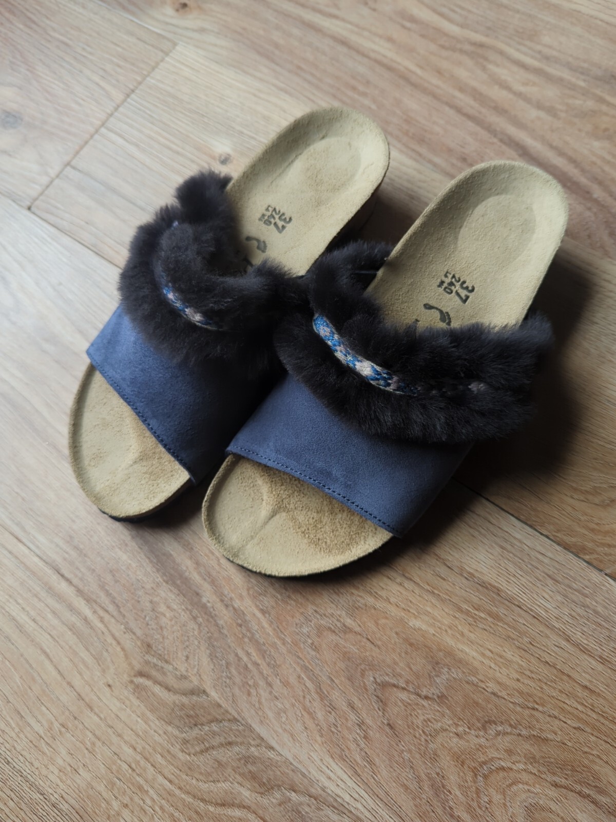 Birkenstock Papillio Amber Wedge Mule Sandals EU 37 Women 6-6.5 Fur Trim image 4