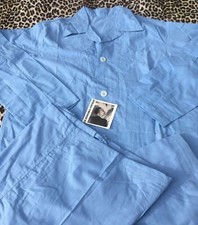 FRENCH ARMY 1940s HOSPITAL MEN PYJAMAS BLUE COTTON STAMPED MADE IN FRANCE NEW L